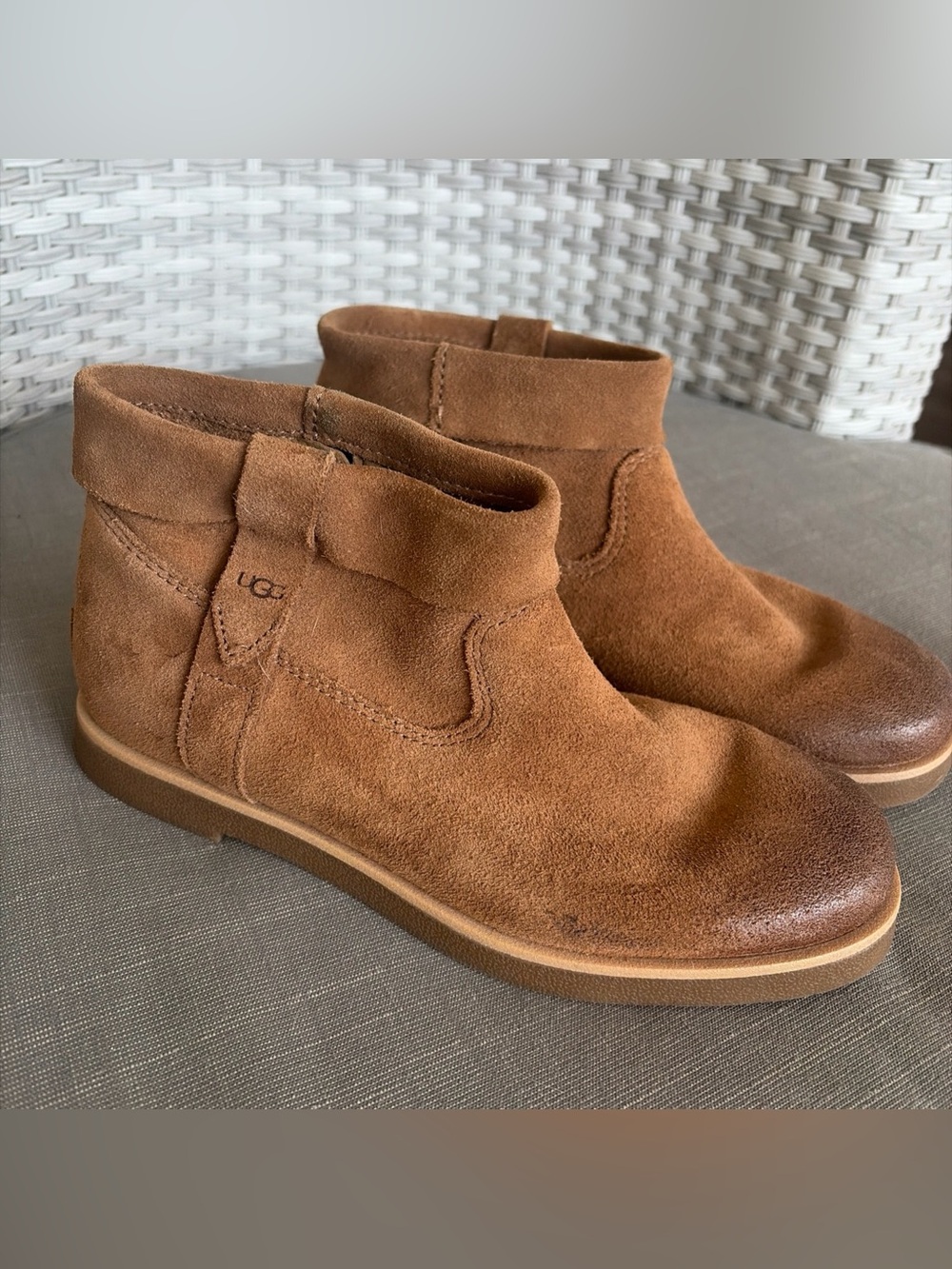 UGG JOSEFENE Suede Ankle Boots WOMEN 6 CHESTNUT COMFORT BOHEMIAN PEASANT
